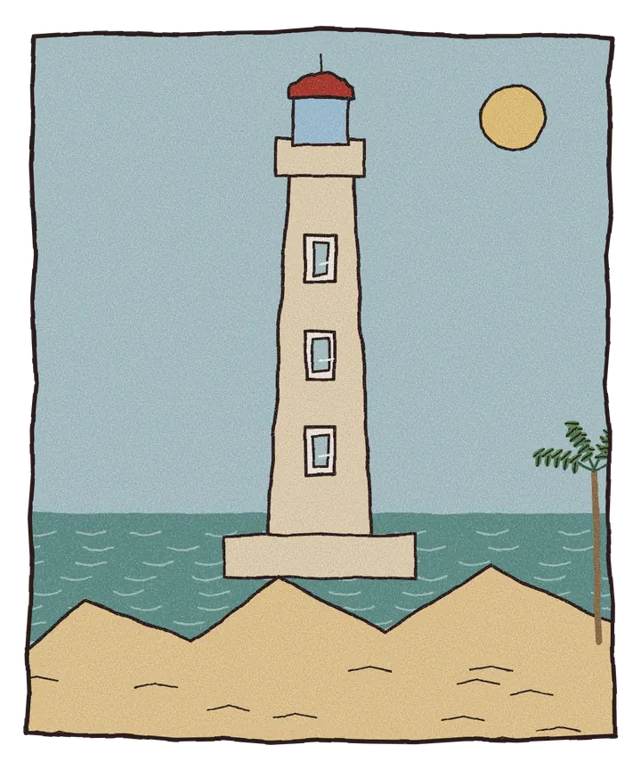 Håndtegnet illustrasjon av Maspalomas fyr